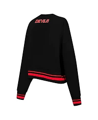 Pro Standard Women's Black New Jersey Devils Area Code Cropped Pullover Sweatshirt