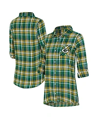 Concepts Sport Women's Green Bay Packers Laney Plaid Tri-Blend Nightshirt