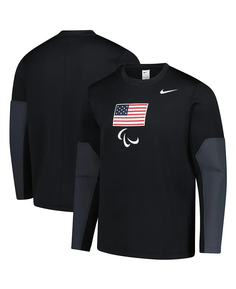 Nike Men's Black U.s. Paralympics Coaches Long Sleeve Therma-fit Sweatshirt