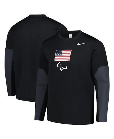 Nike Men's Black U.s. Paralympics Coaches Long Sleeve Therma-fit Sweatshirt