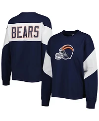 Starter Women's Navy Chicago Bears Insight Crop Tri-Blend Long Sleeve T-Shirt