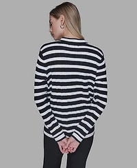 Karl Lagerfeld Paris Petite V-Neck Long-Sleeve Sweater