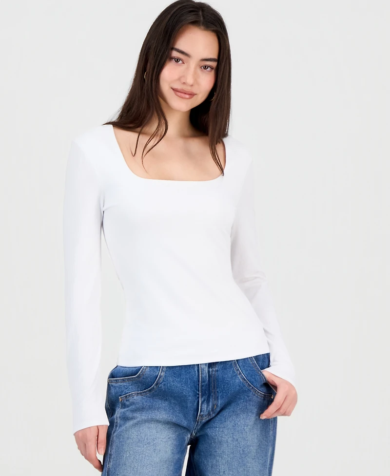 And Now This Women's Square-Neck Long-Sleeve Top, Macy's Exclusive