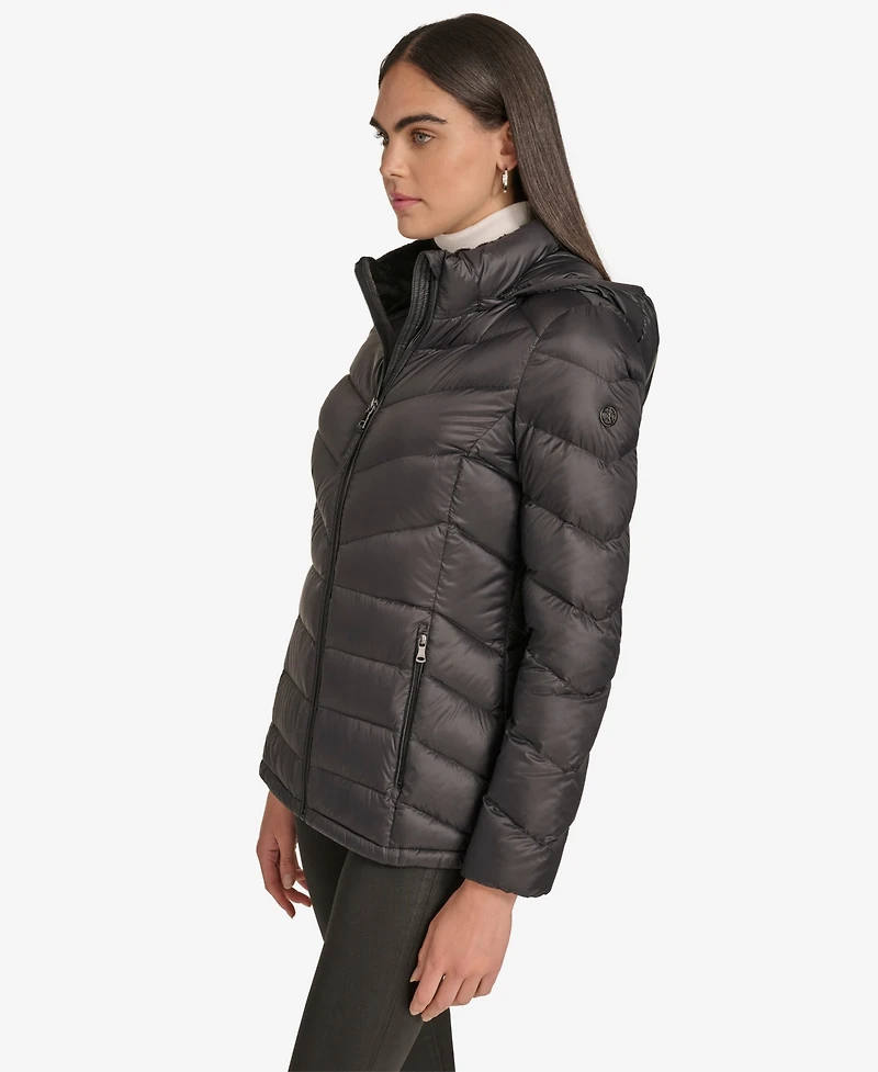 Calvin Klein Women's Short Faux Fur Collar Puffer Jacket