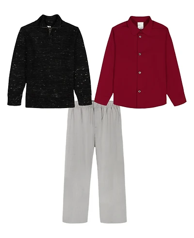 Calvin Klein Boys 2T-7 Long-Sleeve Sweater, Shirt and Pants, 3-Piece Set