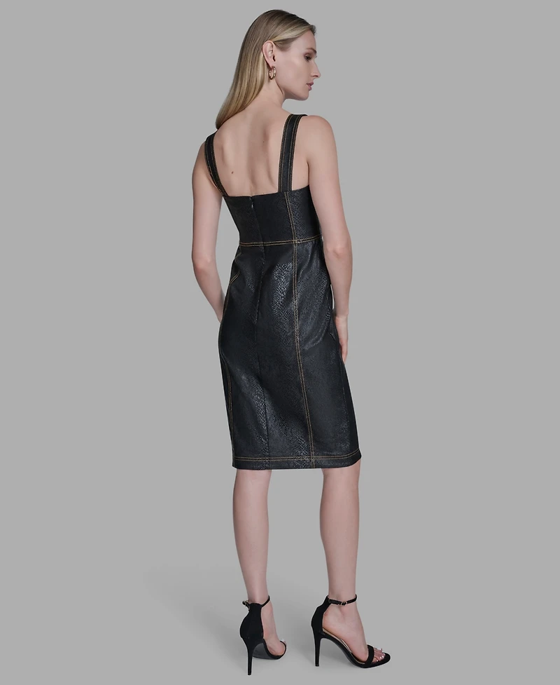 Bcbg Women's Sweetheart Denim Corset Sheath Dress