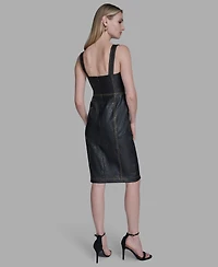 Bcbg Women's Sweetheart Denim Corset Sheath Dress