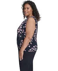 Calvin Klein Plus Printed Sleeveless Scoop Neck Top
