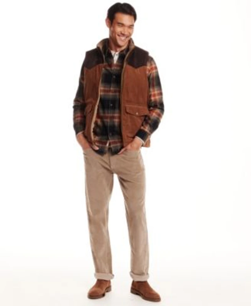 Weatherproof Vintage Mens Western Cord Suede Vest Flannel Shirt Superfine Corduroy Pants