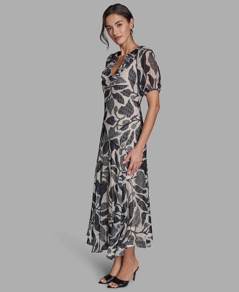 Bcbg Women's Floral V-Neck Chiffon Maxi Dress