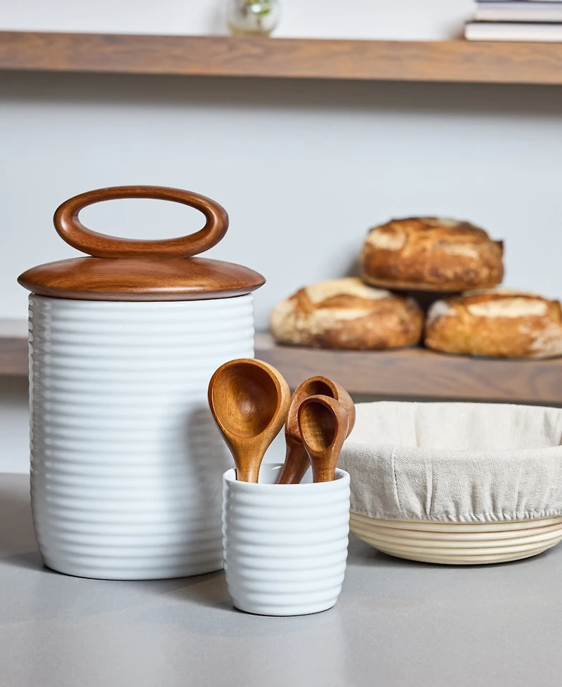 Nambe Breaking Bread Measuring Spoons with Canister