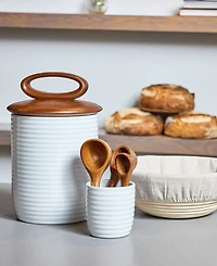 Nambe Breaking Bread Measuring Spoons with Canister