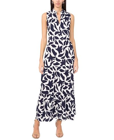 Msk Women's Sleeveless V-Neck Tiered Maxi Dress