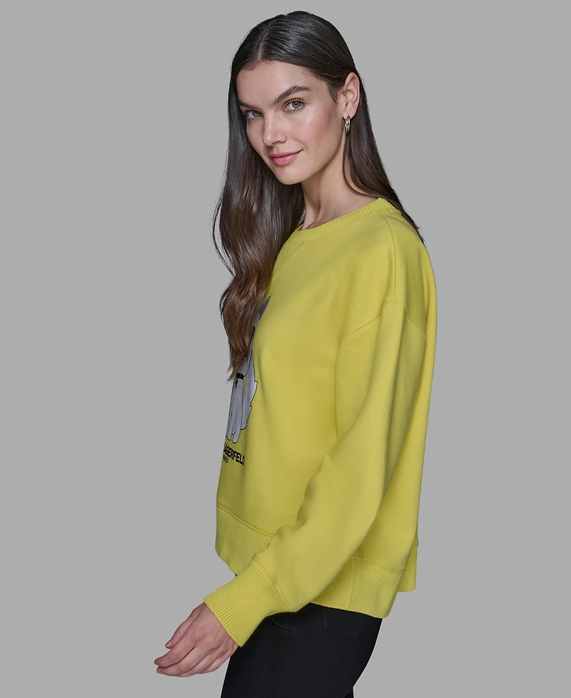 Karl Lagerfeld Paris Petite Crewneck Long-Sleeve Knit Sweater