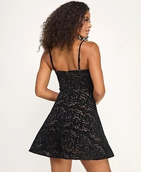 City Studios Junior's Flocked Lace Dress