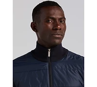 Perry Ellis Men's Quilted Front Zip Sweater