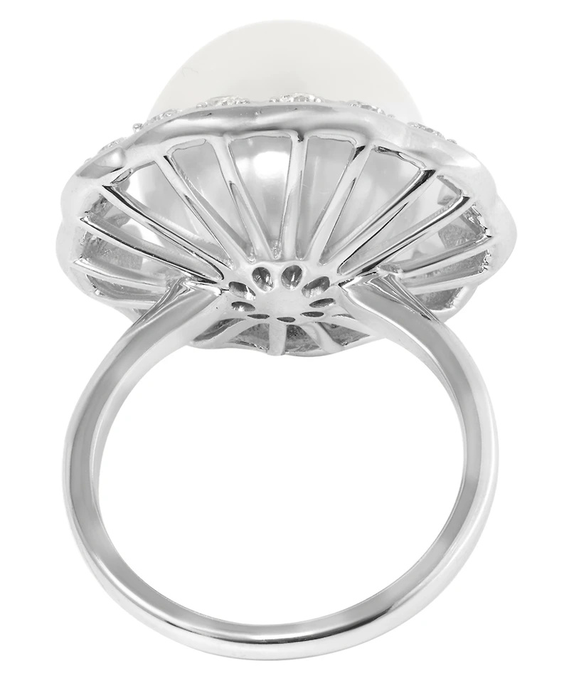 Macy's White South Sea Pearl (14mm) and Diamond (3/4 ct. t.w.) Ring in 14K White Gold
