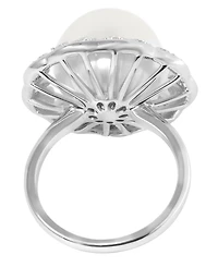 Macy's White South Sea Pearl (14mm) and Diamond (3/4 ct. t.w.) Ring in 14K White Gold