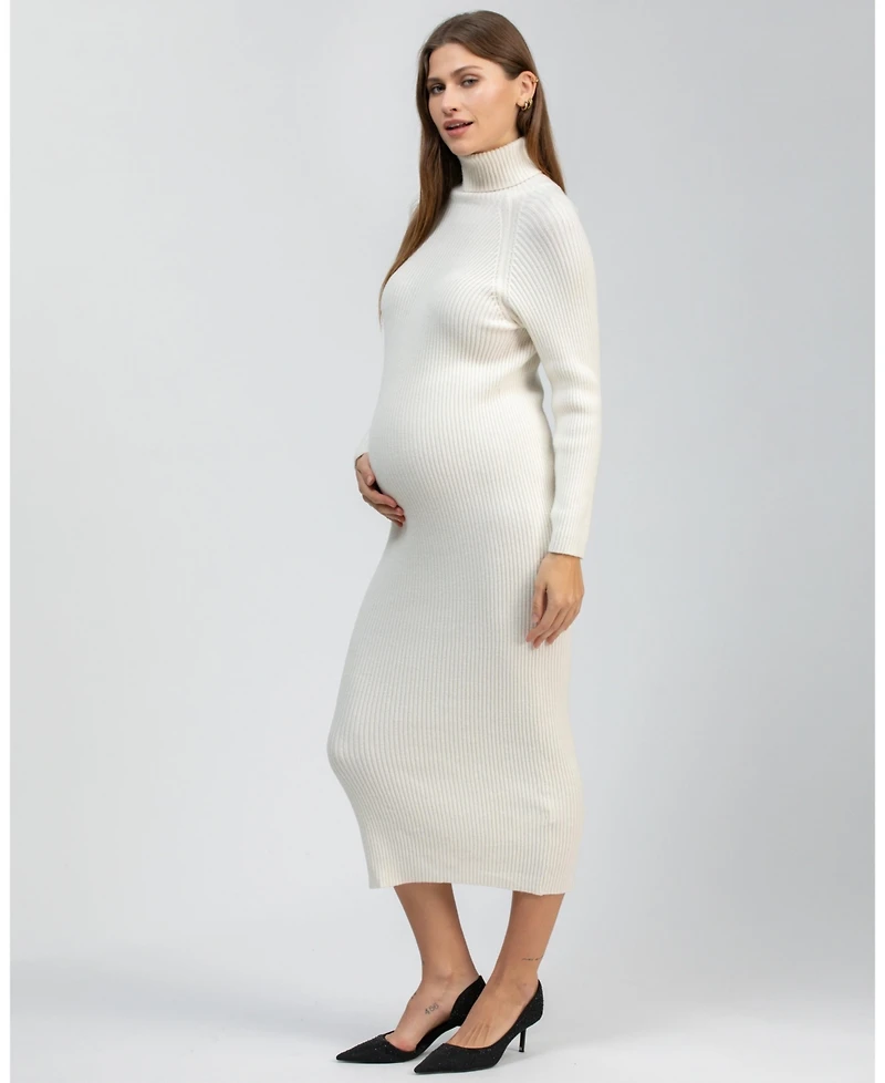 Maternity Ribbed Turtleneck Bodycon Maxi Dress Giorgia
