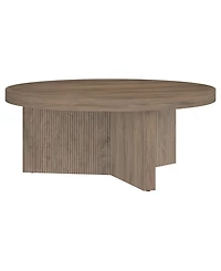 Hudson & Canal Holm 36" Wood Wide Round Coffee Table