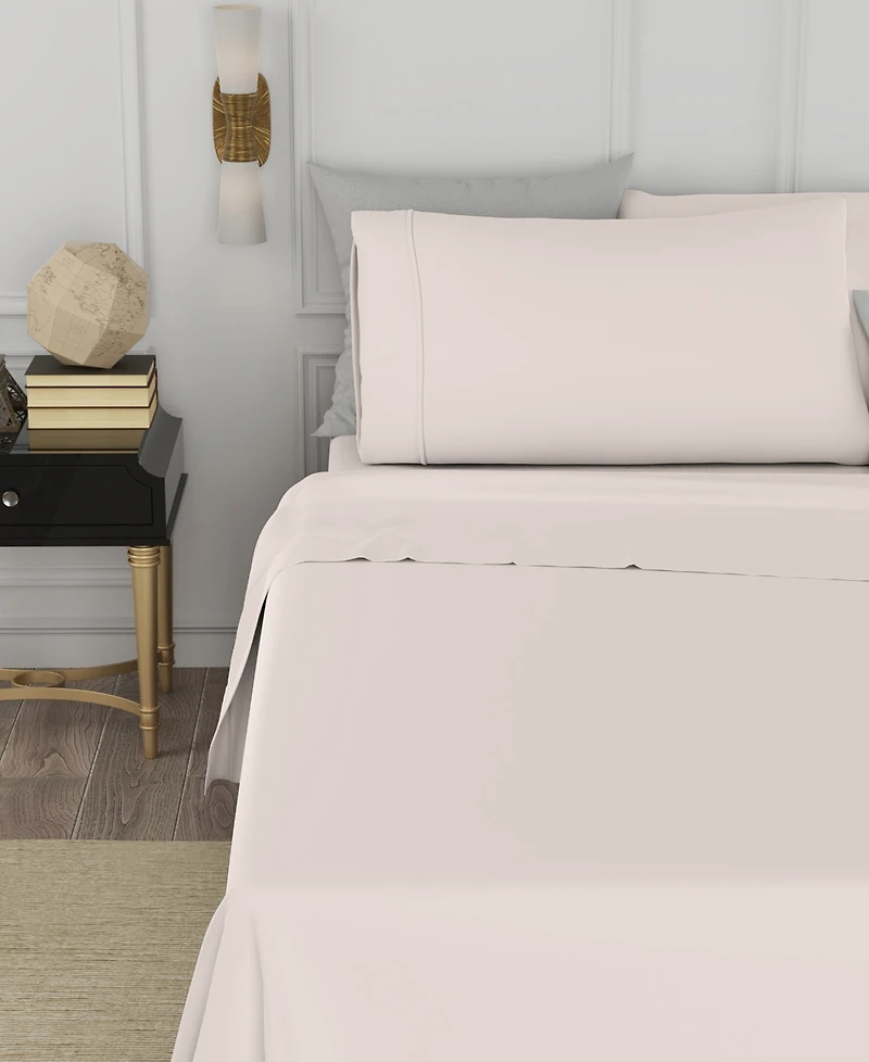 Color Sense Brushed Cool Crisp Solid Cotton -Pc. Sheet Set