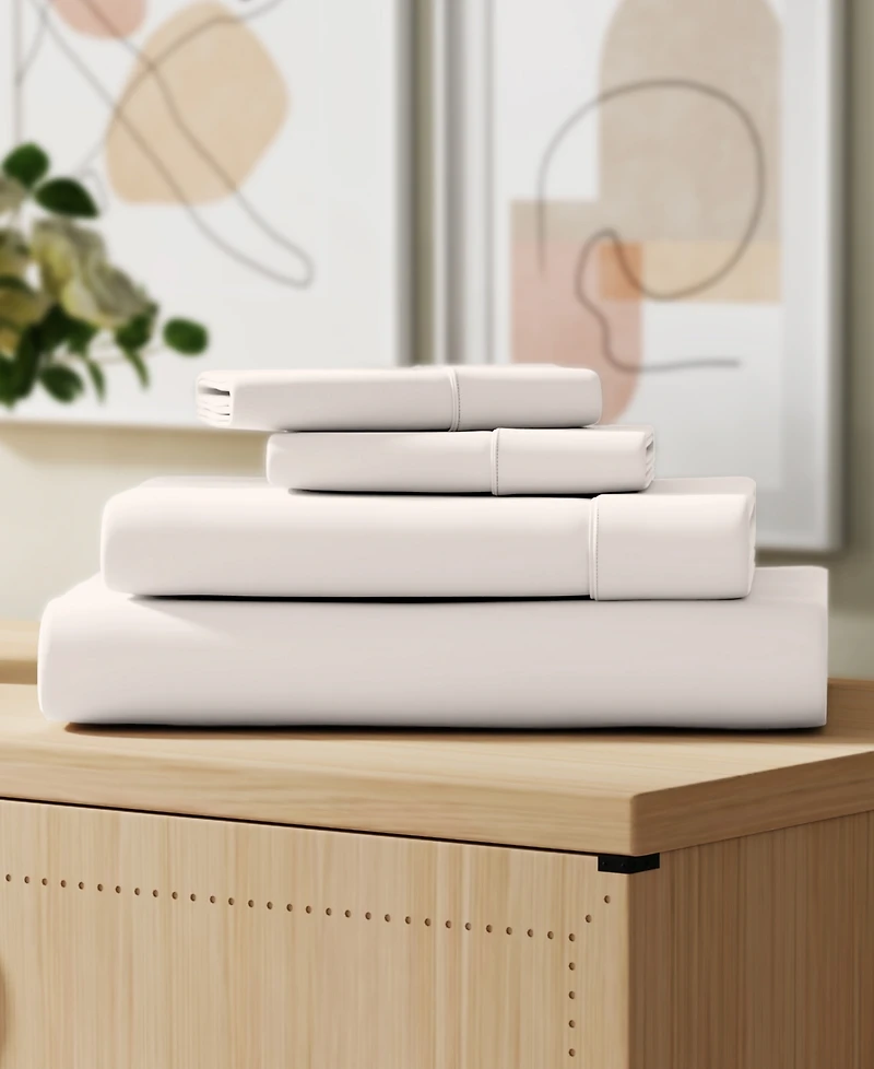 Color Sense Brushed Cool Crisp Solid Cotton -Pc. Sheet Set