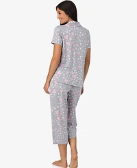 Cuddl Duds Women's Short Sleeve Notch Collar Pj Set