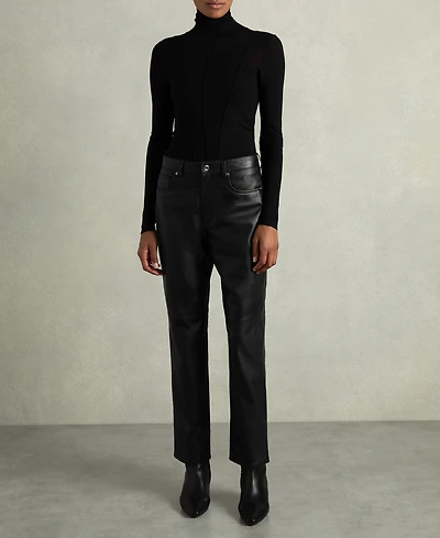 Reiss Women's Leather Slim-Leg Pants