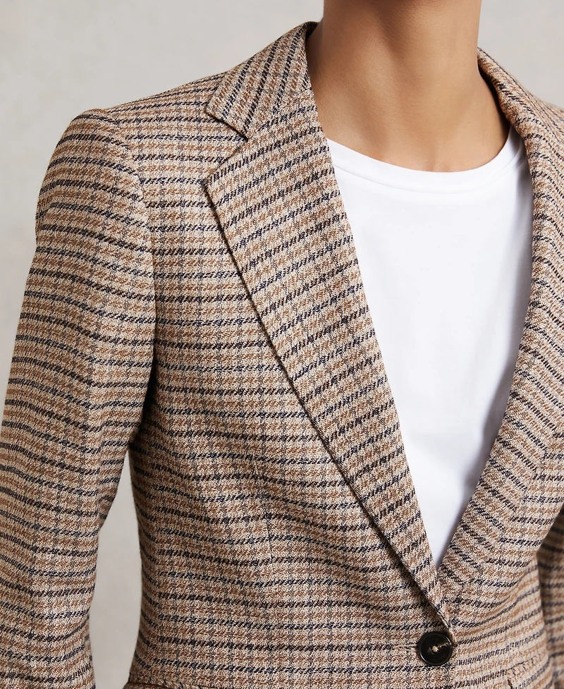 Reiss Women's River Check Single-Breasted Blazer