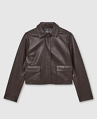 Reiss Women's Drew Collared Leather Jacket