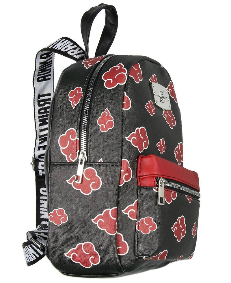Naruto Akatsuki Sasuke Faux Saffiano Mini Backpack Bag 11"