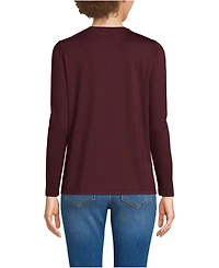 Lands' End Women's Relaxed Supima Cotton Long Sleeve V-Neck T-Shirt