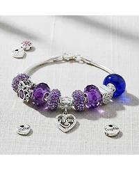 Bling Jewelry Purple Love Grandma Family Themed Starter Beads Multi Charm Bracelet For Grand Mother Women .925 Sterling Silver Snake Chain European Ba