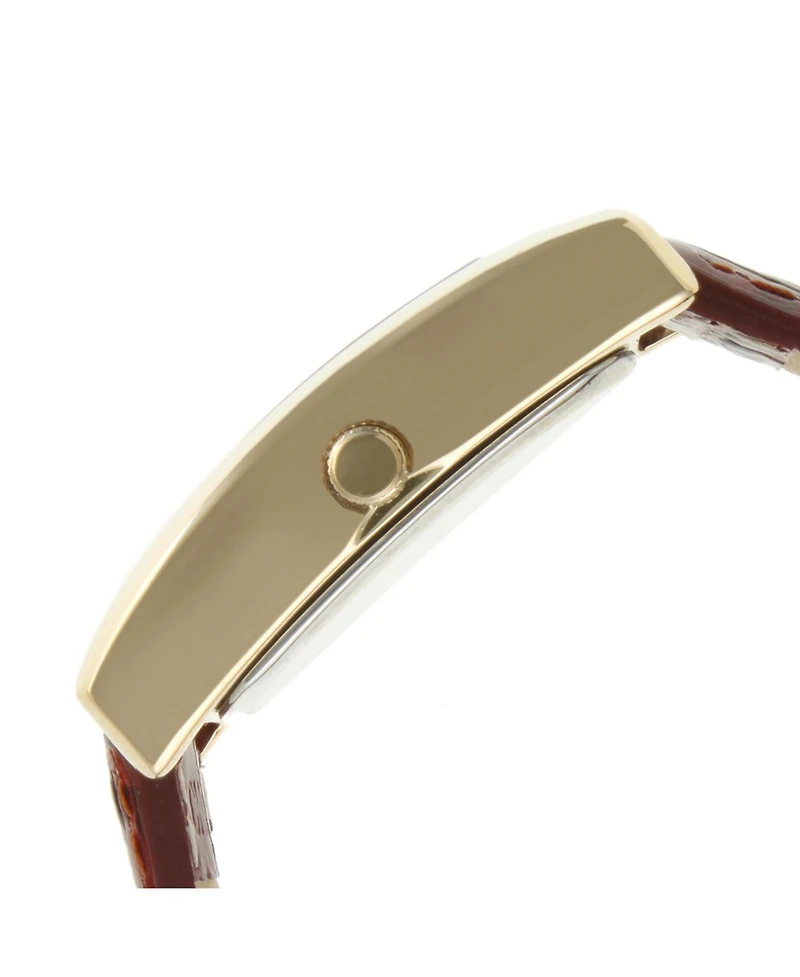Peugeot Women's 34x20mm Contour Dress Watch Brown Leather Strap