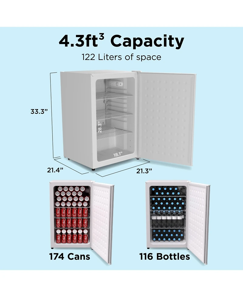 Snowlion Premium 122 L Solid Door 4.3 Cu. Ft. Freestanding Under-Counter Mini Fridge in White