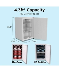 Snowlion Premium 122 L Solid Door 4.3 Cu. Ft. Freestanding Under-Counter Mini Fridge in White