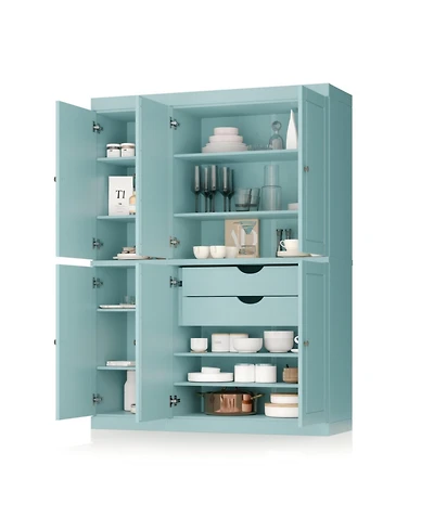 Palace Imports 100% Solid Wood 48.5" Pantry Cabinet with Raised Panel Doors, 2-Drawers & Adjustable Shelves