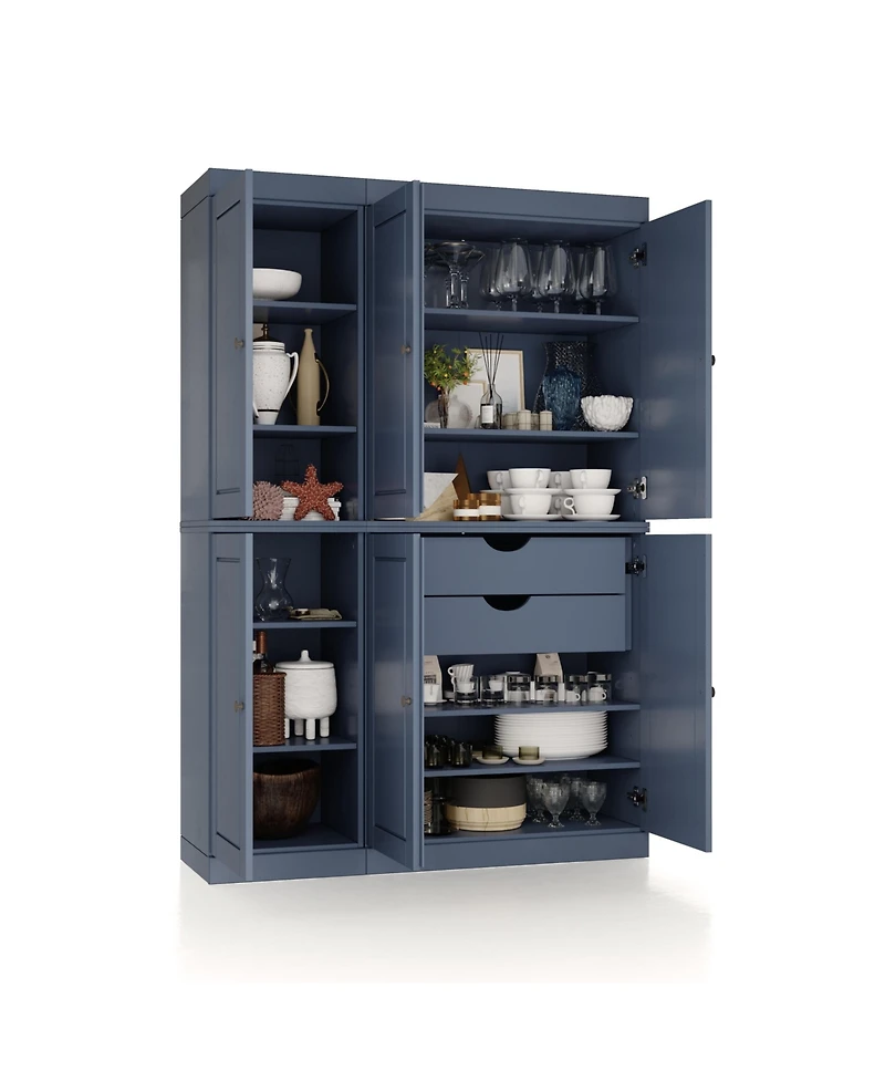 Palace Imports 100% Solid Wood 48.5" Pantry Cabinet with Raised Panel Doors, 2-Drawers & Adjustable Shelves