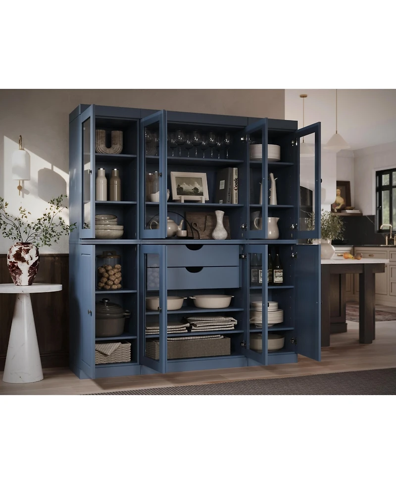 Palace Imports 100% Solid Wood 65" Pantry China Cabinet with Raised Panel, Clear Glass Doors