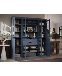 Palace Imports 100% Solid Wood 65" Pantry China Cabinet with Raised Panel, Clear Glass Doors