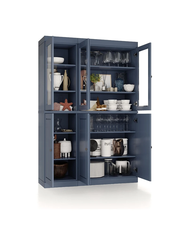 Palace Imports 100% Solid Wood 48.5" Pantry China Cabinet with Raised Panel, Clear Glass Doors & Adjustable Shelves