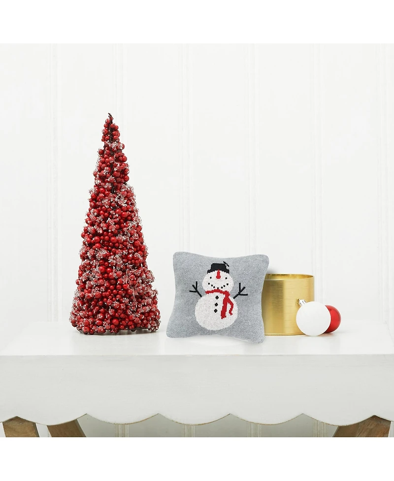 C&F Home Snowman Knitted Mini Cotton Blend Christmas Accent Pillow 10" x 10"