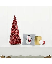 C&F Home Snowman Knitted Mini Cotton Blend Christmas Accent Pillow 10" x 10"