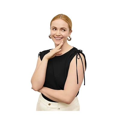 M.m.LaFleur Women's Dotty Cinch-Sleeve Top - Light Jersey