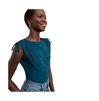M.m.LaFleur Women's Dotty Cinch-Sleeve Top - Light Jersey