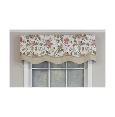 Rlf Home Gianna Glory Valance Red. 3" Rod Pocket, Layered, Trimmed. 50"W X 16"L