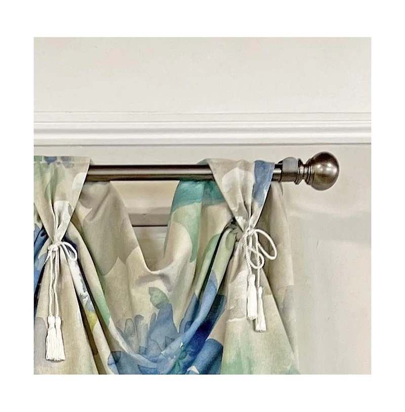 Rlf Home Linen Floral 3-Scoop Victory Swag Natural 4 Tabs 64"W x 26"L For windows up to 60"W