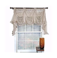 Rlf Home Luxurious Modern Design Classic Sheers Victory Swag 3-Scoop Window Valance 50" x 25" Silver