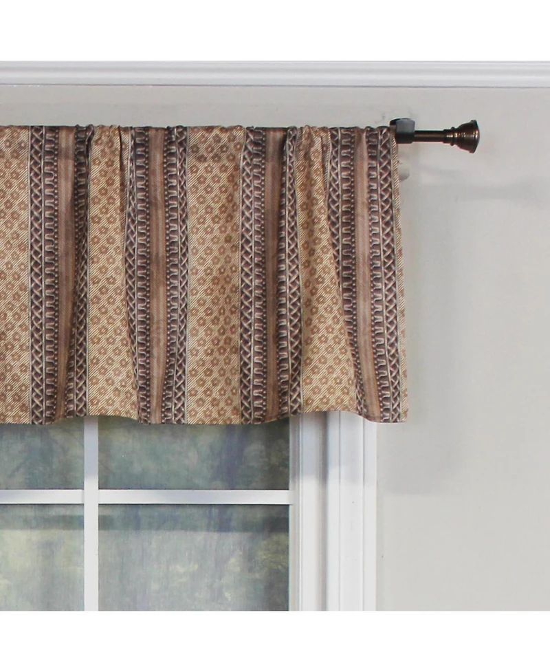Rlf Home Spice Stripe Tailored 100% Cotton with Fully Lined 3" Rod Pocket Valnance for Windows 50" x 14" Mulberry