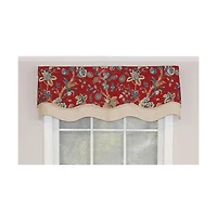 Rlf Home Gianna Glory Valance Red. 3" Rod Pocket, Layered, Trimmed. 50"W X 16"L